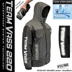 Team Vass 220 Unlined Jacket - Waterproof - Grey/Black Edition